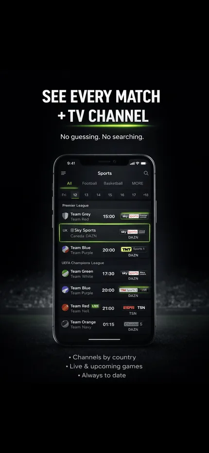 App screen with live sport view