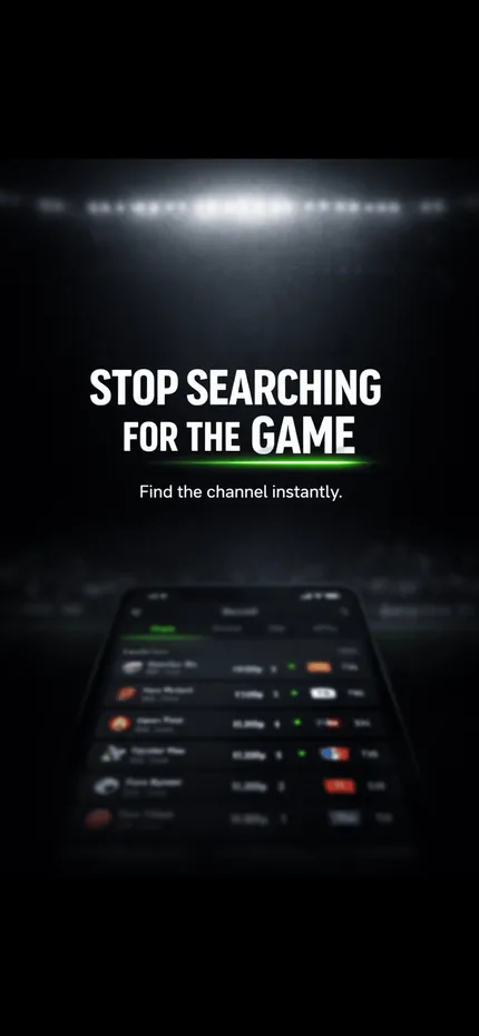 Where's The Game On app showing match listings